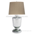 Hot selling Brazil market frosted colored glass vase table lamp with brown linen lampshade for house/hotel lighting